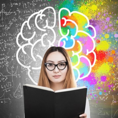 Conceptual image of the human brain thinking in colorful splashes, representing the sensory motor loop.