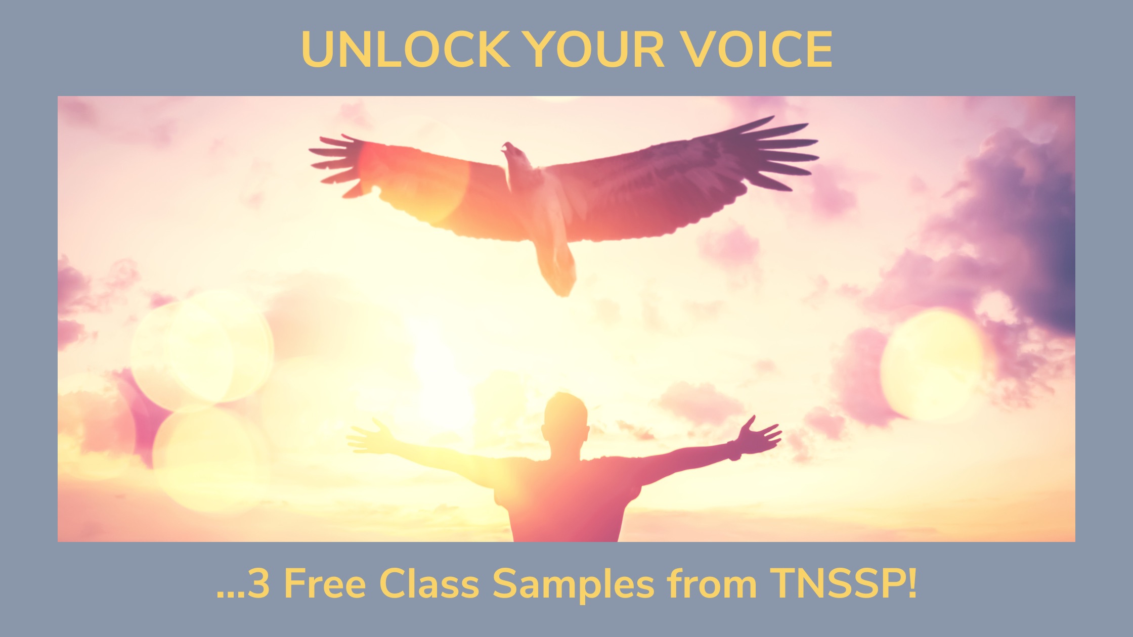 A person sining toward the sky with a large bird flying freely over head.